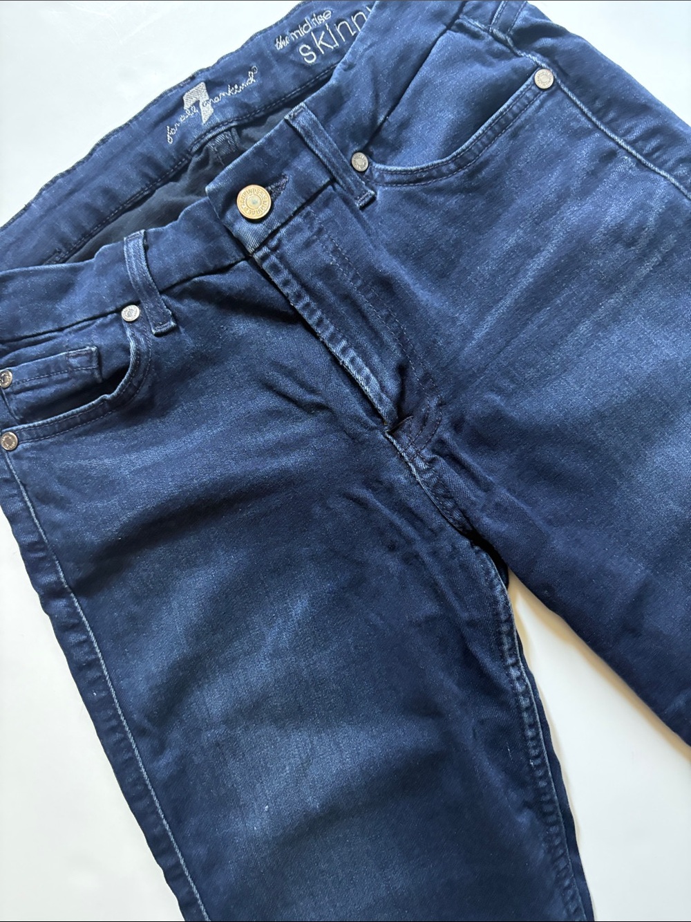7 For All Mankind Navy Skinny Ankle Jeans